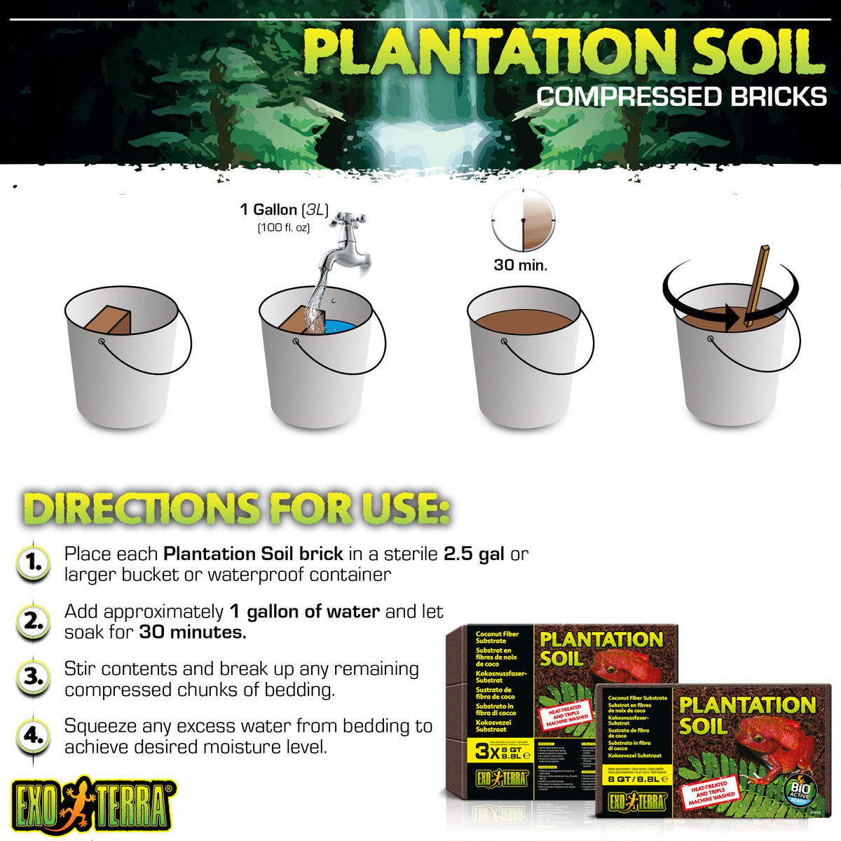 Exo Terra Plantation Soil, 8 Quarts - 3 Count (Pack of 1)